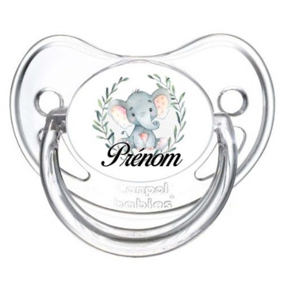 Personalized pacifier baby first name or phrase of your choice - Baby elephant