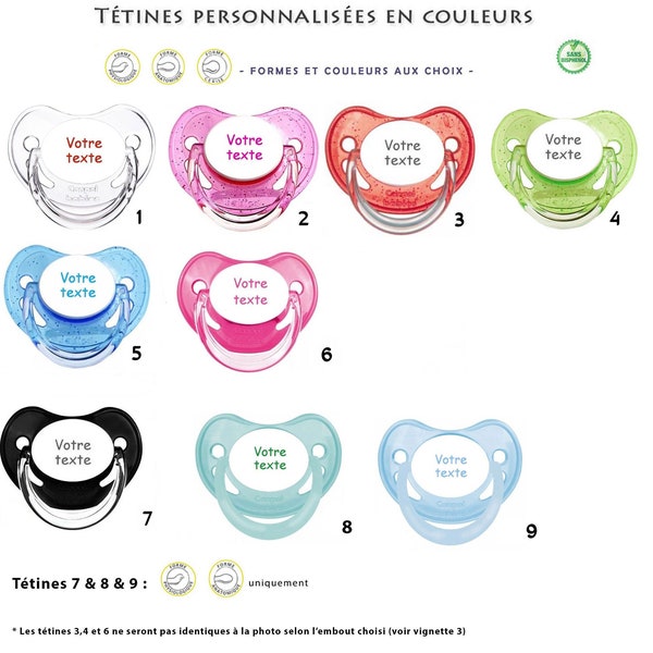 Tétine bébé personnalisée / sucette tétine personnalisée avec le prénom de l'enfant/bébé