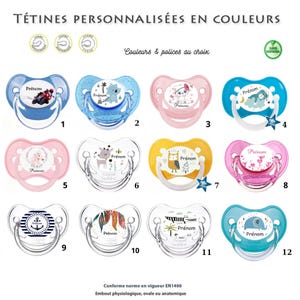 Personalized baby pacifiers - Wide selection of pastel animals - Choice of color/font for the name - Fast delivery within 5 business days