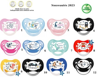Chupetes de bebé personalizados - Amplia selección de animales en colores pastel - Elección del color/escritura del nombre - Entrega rápida de 3 a 5 días laborables