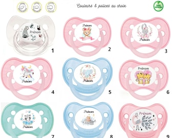 Personalized Name Pacifier | Pastel Silicone Baby Pacifier with Animal Design | Original Baby Gift, BPA Free