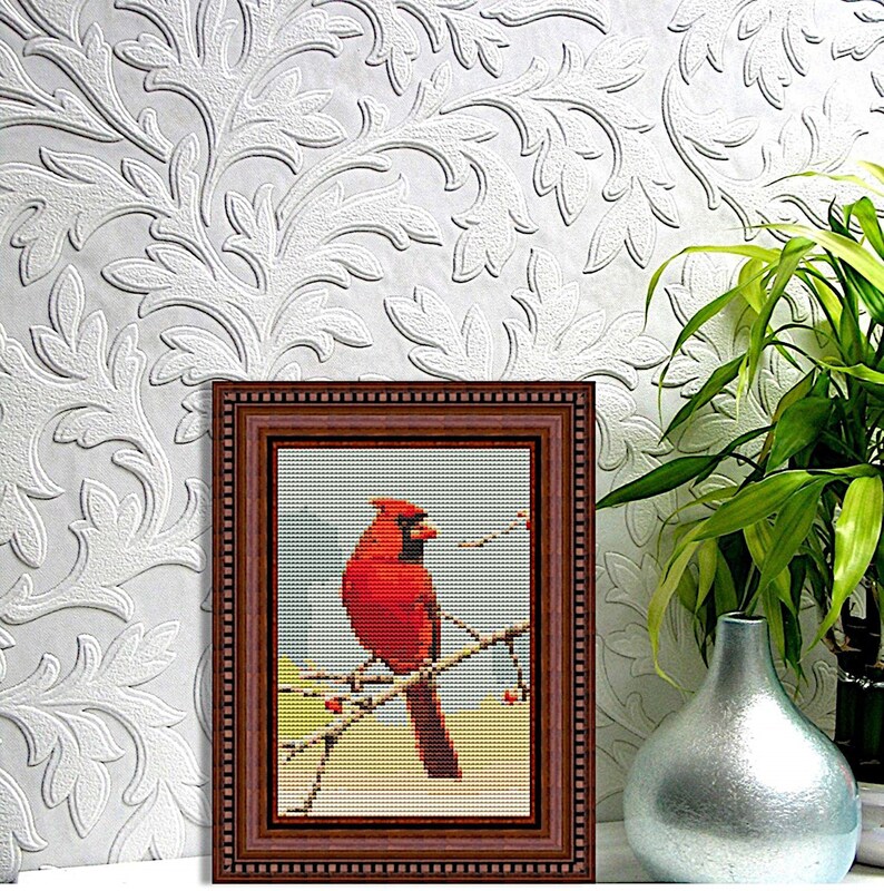 Red Bird Cardinal Cross Stitch Pattern Digital Etsy