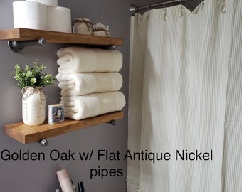 SET OF 2 Floating Shelves Wall Shelf Floating Shelf Farmhouse Decor Pipe Shelf Wood Floating Shelving Bathroom Shelf Home