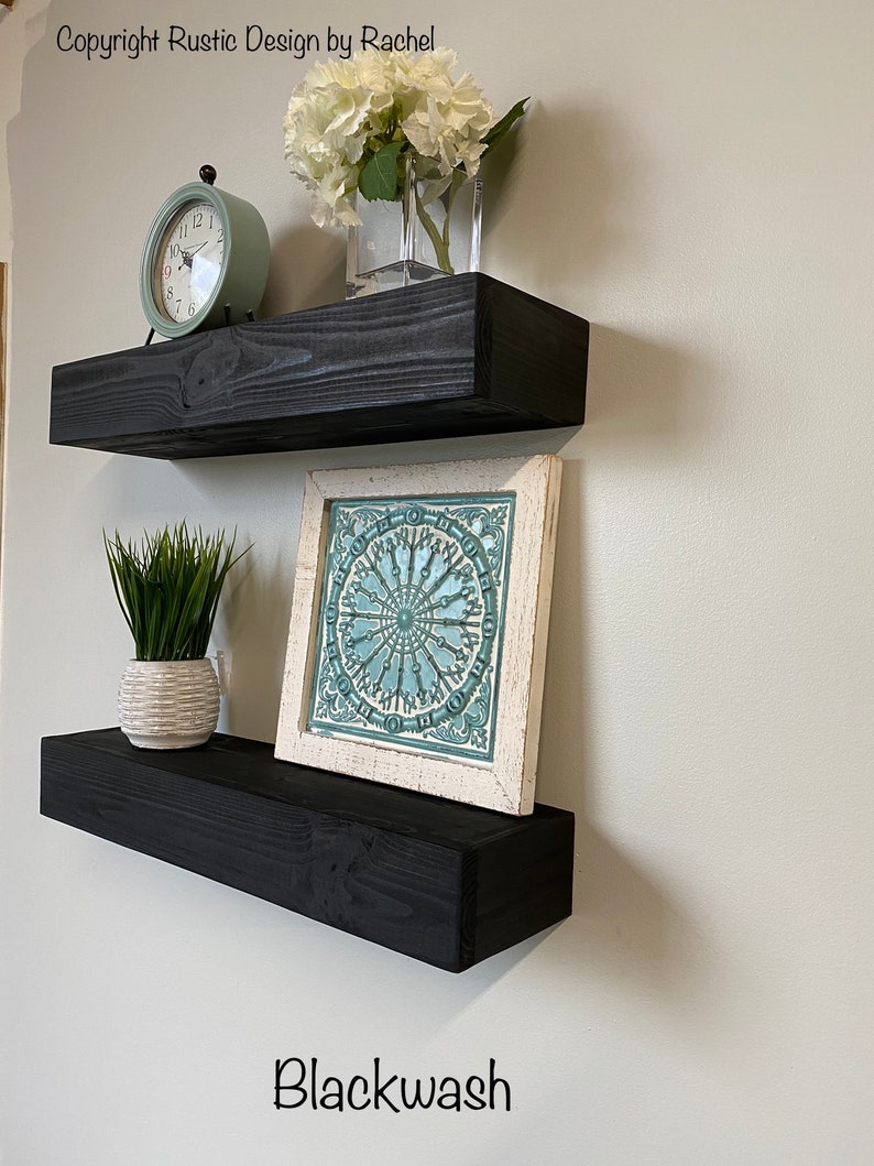 SET OF 2 Floating Shelves Rustic Shelf Ledge Shelf Open Etsy