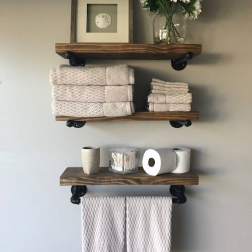 Bathroom Floating Shelf Farmhouse Shelf Rustic Wood Etsy