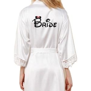 Disney inspired Polyester Bridal Robe Bridal Robe Bridal Party Robes Bridesmaid Gifts Bridesmaids Proposal Wedding Party Gift Bride Minnie image 1