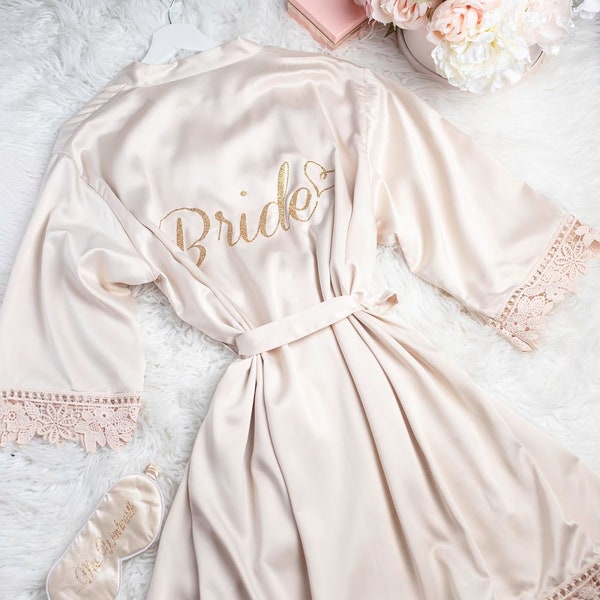 Wedding Bridesmaid Robes Lace Robe Bride Robes Bridal Robe Bridal Party Robes Bridesmaid Gifts Bridesmaids Proposal Wedding Party polyester