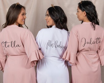 Lace Trim Ruffle Lace Robes Plus, Black Personalized Bridesmaid Robes Wedding Party Gift Bridesmaid Gifts 