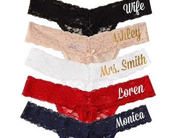 Gift Personalized Bridal Lace Thong Bride Panty Wedding Honeymoon Lingerie Bride Lingerie Birthday Gift