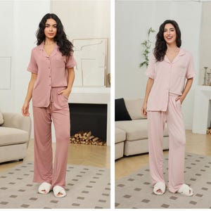 Modal Soft Short Sleeve + Pants Bride Pajamas-Bridal PJs-Woman Sleepwear-Bridal Party-Maid of Honor PJs Bridesmaid Bachelorette 