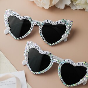 8-Pack DIY Heart Sunglasses - Bachelorette Party Favors With Rhinestones & Pearls