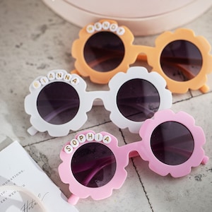 Personalized gift Flower Girl Sunglasses Flower Shaped SunGlasses For Girls Flower Girl Toddler Petal Patrol Flower Girl Christmas Gifts image 1