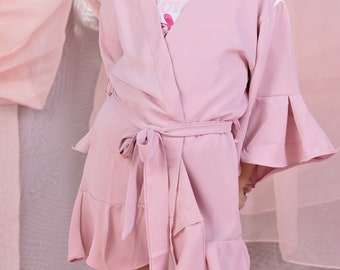Ruffle Robe for Flower Girl Gift , Mini me Robe, Spa Day Robe, Toddler & Adult Robe Bridesmaid Robe, Spa Party Birthday