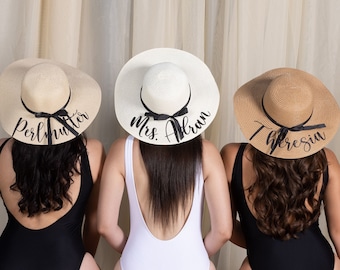 Sombrero de sol flexible Sombreros de despedida de soltera Sombrero de playa para dama de honor Sombreros de despedida de soltera Sombrero de sol para dama de honor - Regalos de dama de honor en la playa