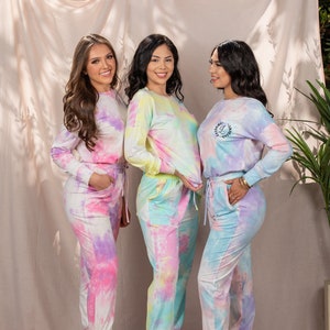 Personalized Gifts PAJAMA Tie Dye Long Sleeve Pants Pajama Personalized Tie-Dye Pajamas, Tie Dye Pjs, Women's PJ Sets Mom pajama image 1