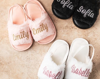 Toddler  Gifts Personalized Kids Slippers Gifts for babies, christening gifts Fluffy Slippers Flower girl Gifts toddler birthday Gifts