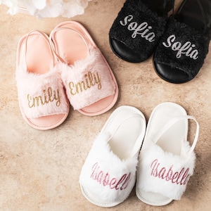 Toddler  Gifts Personalized Kids Slippers Gifts for babies, christening gifts Fluffy Slippers Flower girl Gifts toddler birthday Gifts