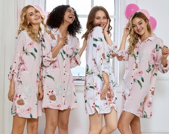 CLOSEOUT Cotton Nightgown Pajama Bridesmaid Floral Robes Shirts nightgown pajama Bridesmaid Cotton Bridesmaid Bridal Party pajama bride