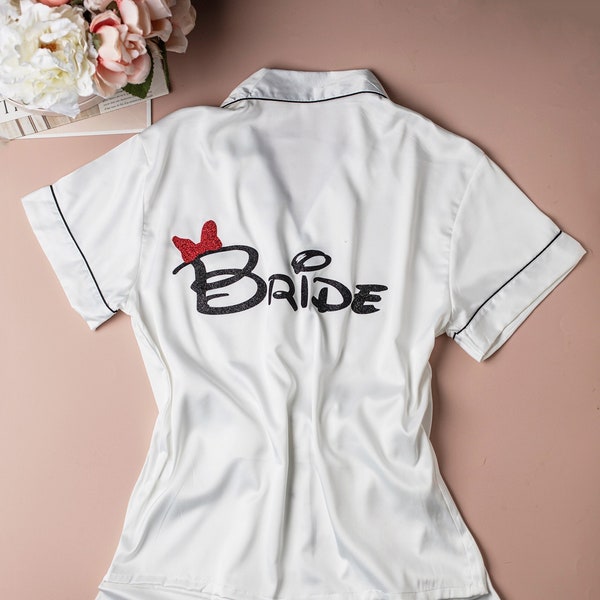 Disney Inspired Wedding Bridesmaid Pajama, Pajamas Monogram, Bridesmaid Pajama Set, Pajama Set Bridesmaid, Bridesmaid PJs