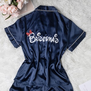 Disney Inspired Wedding Bridesmaid Pajama, Pajamas Monogram, Bridesmaid Pajama Set, Pajama Set Bridesmaid, Bridesmaid PJs