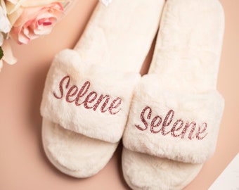 Personalized Slippers-Add Any Text Bridesmaid gifts Bride gifts, bridal party gifts bachelorette bridal shower Christmas Gifts