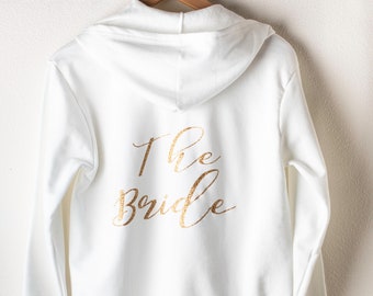 Mujer boda novia Zip-Up - sudadera con capucha de novia - suéter de novia personalizado - sudadera con capucha de novia personalizada - regalos de Navidad con cremallera Shany Font