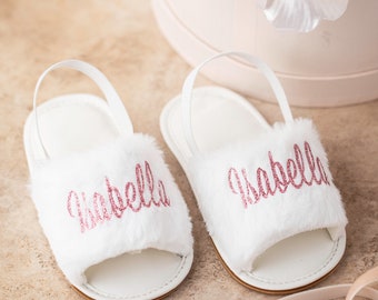 Toddler Personalized Kids Slippers Gifts for babies, baby gifts christening gifts Fluffy Slippers Christmas Gifts toddler spa party Gifts