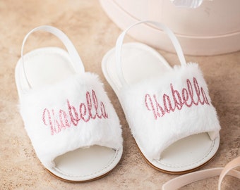 Toddler Personalized Kids Slippers Gifts for babies,  gifts  christening gifts Fluffy Slippers Christmas Gifts toddler Christmas Gifts