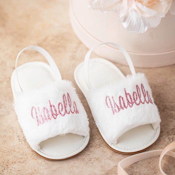 Toddler Personalized Kids Slippers Gifts for babies, baby gifts christening gifts Fluffy Slippers Christmas Gifts toddler spa party Gifts