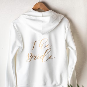 Woman Wedding Bride Zip-Up - Bride Hoodie - Personalized Bride Sweater - Personalized Bride Hoodie - Zip Up Christmas Gifts Shany Font