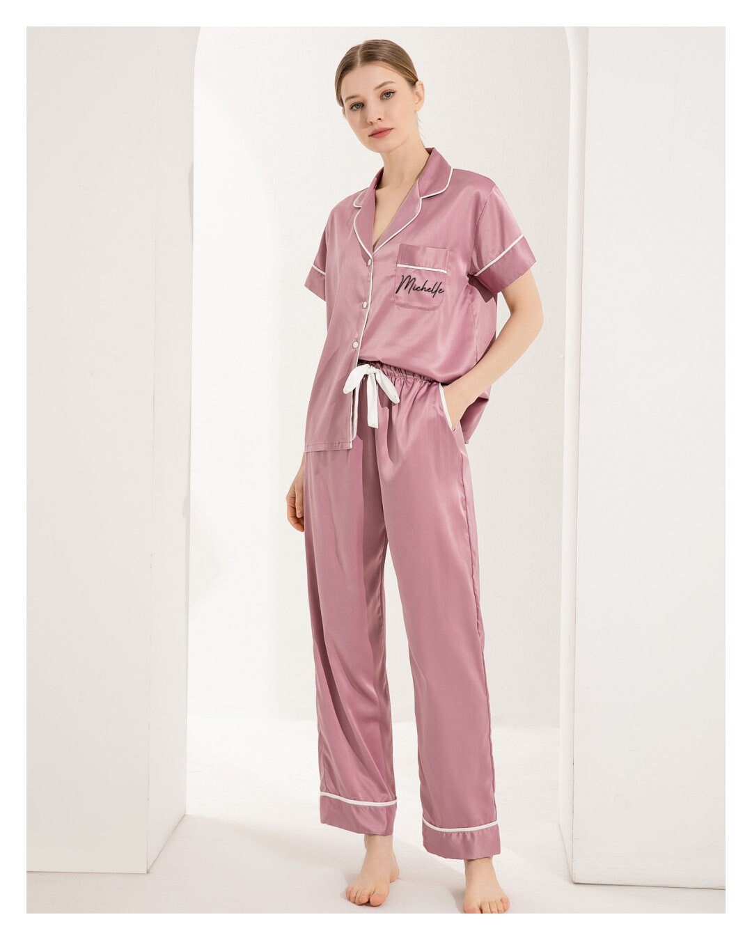 Palm Leaf Sleep Shirts Monogram Pajamas for Women Sleep Shirts