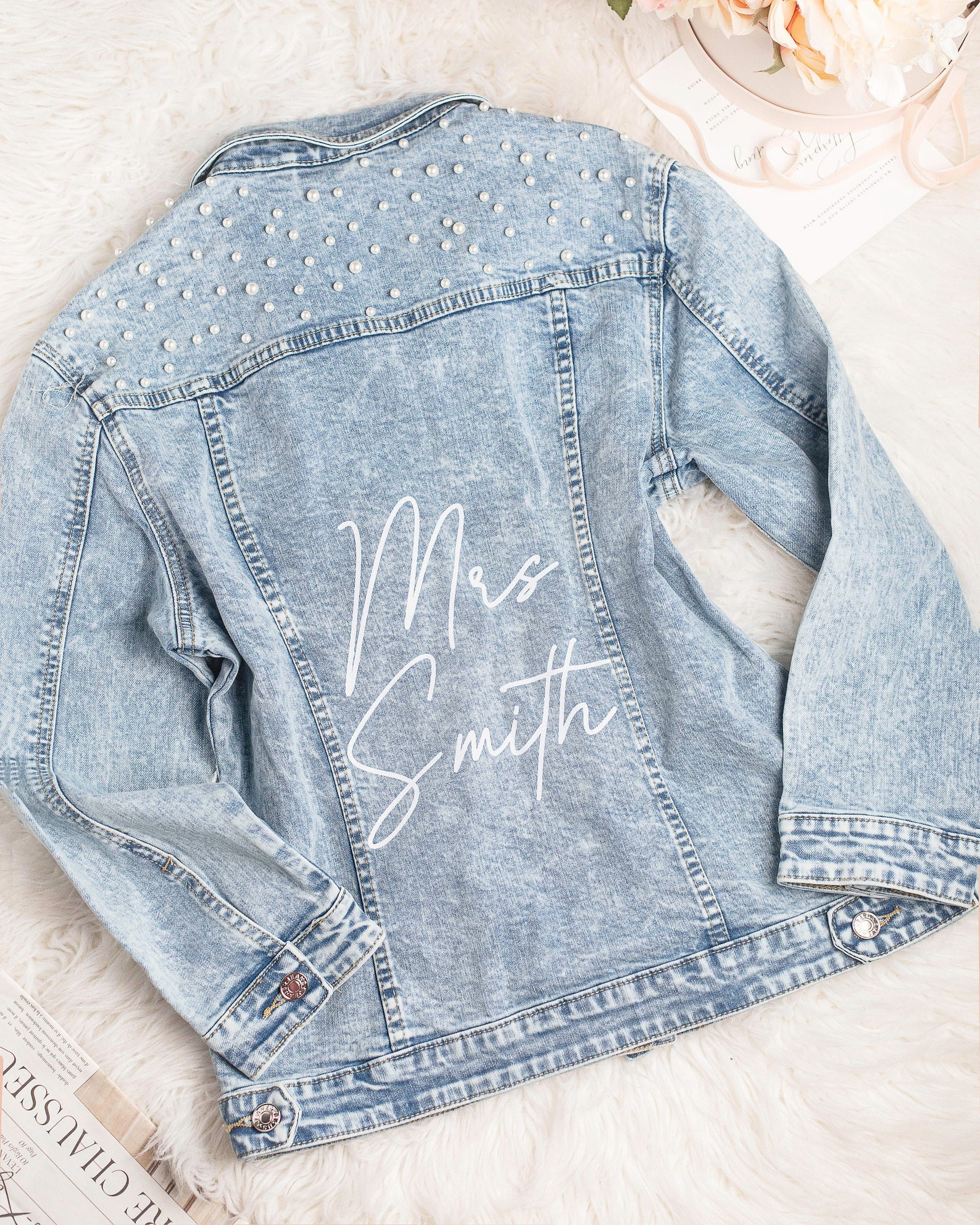Bridal Shower GiftBride Denim Jacket with Pearls Customized Etsy
