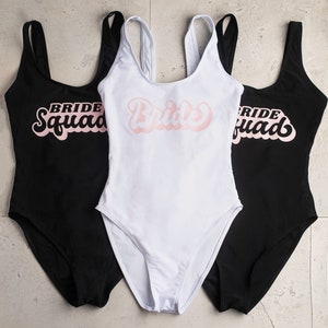 Padded Bride/ Bride Squad Swimsuit Personalized Swimsuit One-piece Honeymoon Swim Suit Custom Swimsuit Bachelorette Swimsuit Beach Barbie