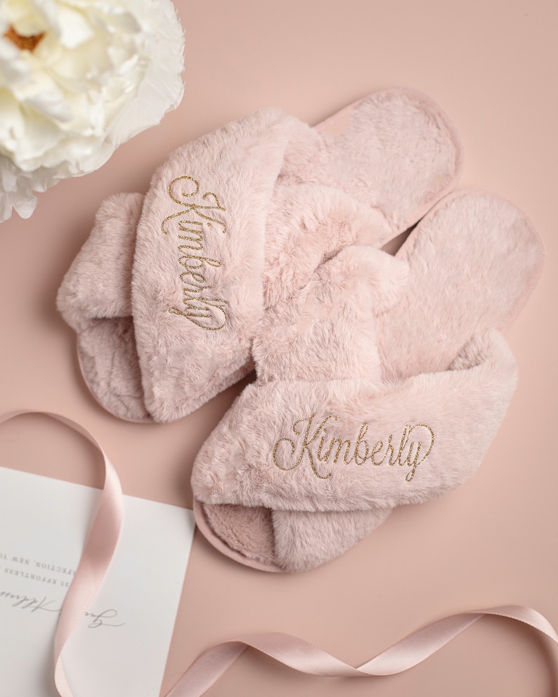 Wedding slippers, slippers for bride, bridesmaid slippers, white slippers, personalized slippers, getting ready slippers, bridal shower slippers, bridesmaid proposal, Christmas slippers,