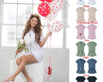 100% Cotton Short Pajama Set, Bridesmaid Gifts pajama Bridesmaid Proposal, Bridal Party Pajamas Bridesmaid Pjs, Bride Pajama, Loungewear set