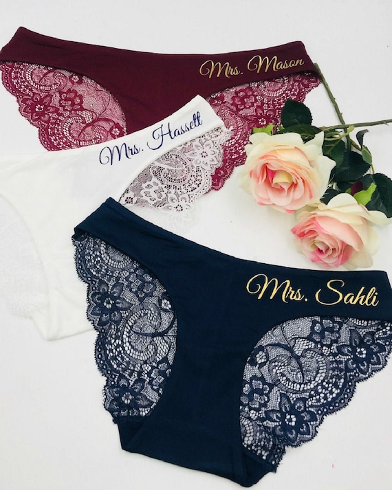 Personalized Bride Underwear Custom Thong Panties: Mrs. Last Name Year  Something Blue Bridal Shower Gifts Monogrammed Lingerie Set -  Canada