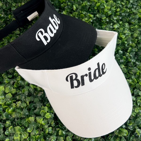 Bride and Babe Visor Hats, Bridesmaid Visor, Bachelorette Visor Hat, Bridesmaid Gift, Pool Party Visor bridesmaid gifts proposal wedding