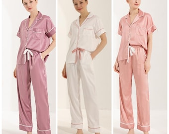 Short Sleeve+ Long Pants women's Pajamas Customized Pj's Set Gift for Mom  Wife Personalized Gift Bridesmaid Pajamas Bridesmaid Proposal