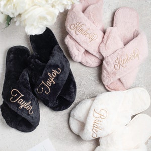 Personalized Gifts Personalized Bridal Slipper Bridesmaid Gifts Bridal Shower Wedding Bridesmaid Fluffy Bachelorette Christmas Gifts