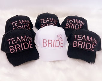 BRIDE & TEAM BRIDE Bachelorette Hats Bridesmaid Hats - Bride Baseball Hat - Bachelorette Baseball Caps - Bride to Be Cap - Bride Cap Hats