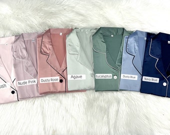 Short Sleeve + Shorts Pajama Set for Bridal Party Woman Gift Girls Pajamas Wedding Proposal Gift Satin PJ Set Bridesmaids Pajama Bride Gift