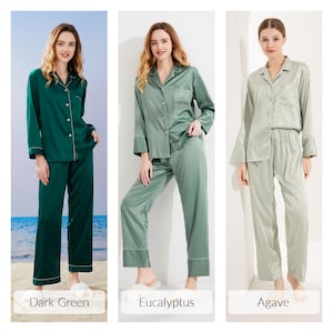 Long Sleeve Pajamas Set, Bridesmaid Pajamas, Long Sleeve Pajama Set, Long Sleeve Bridesmaid Set, Long Pants bridesmaid proposal bride gifts