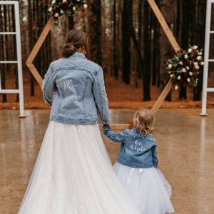 Bridal Shower Gift,Bride Denim Jacket with Pearls, Customized Personalized Jacket, Future Mrs. Mother's day gifts honeymoon Gifts, Elliana image 6