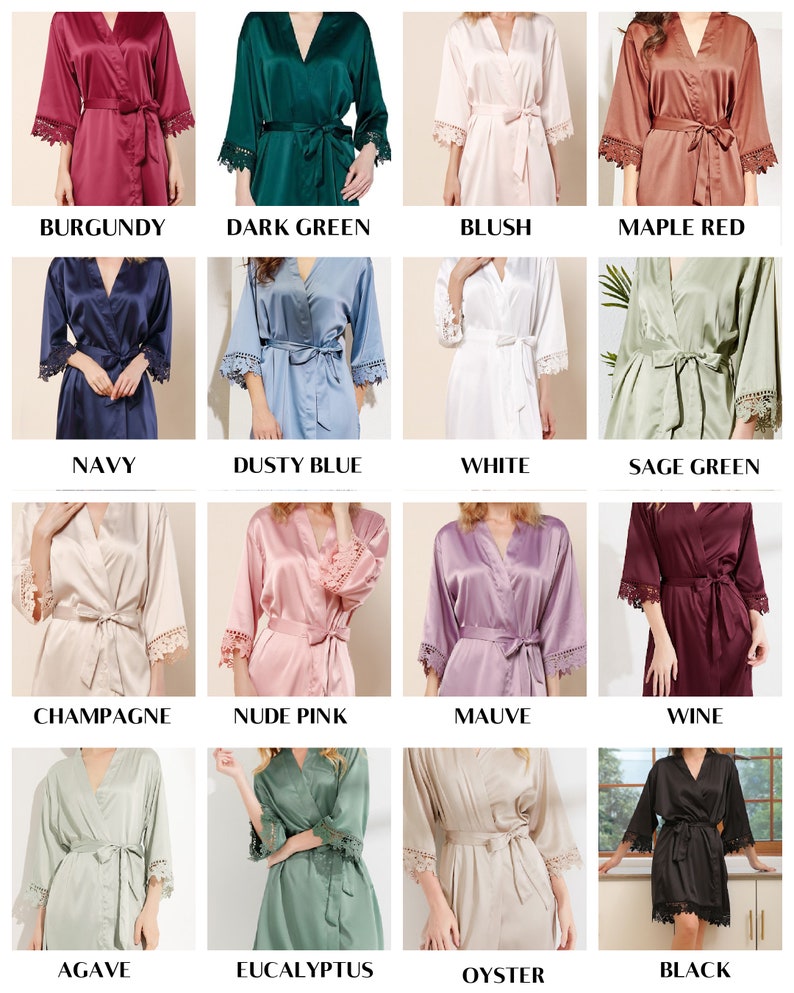 Various Event Robe Satin Lace Bridesmaid Robes Wedding Robes Lace Robe Bridal Party Robes ...