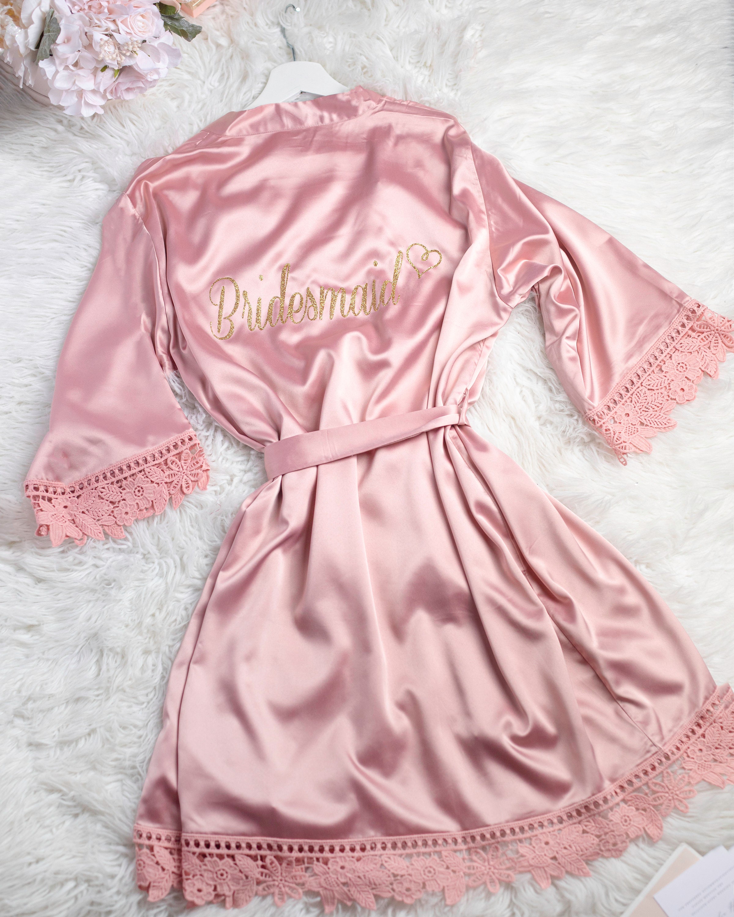 Wedding Robes Silky Lace Robe Bridesmaid Robes Bridal Robe Etsy