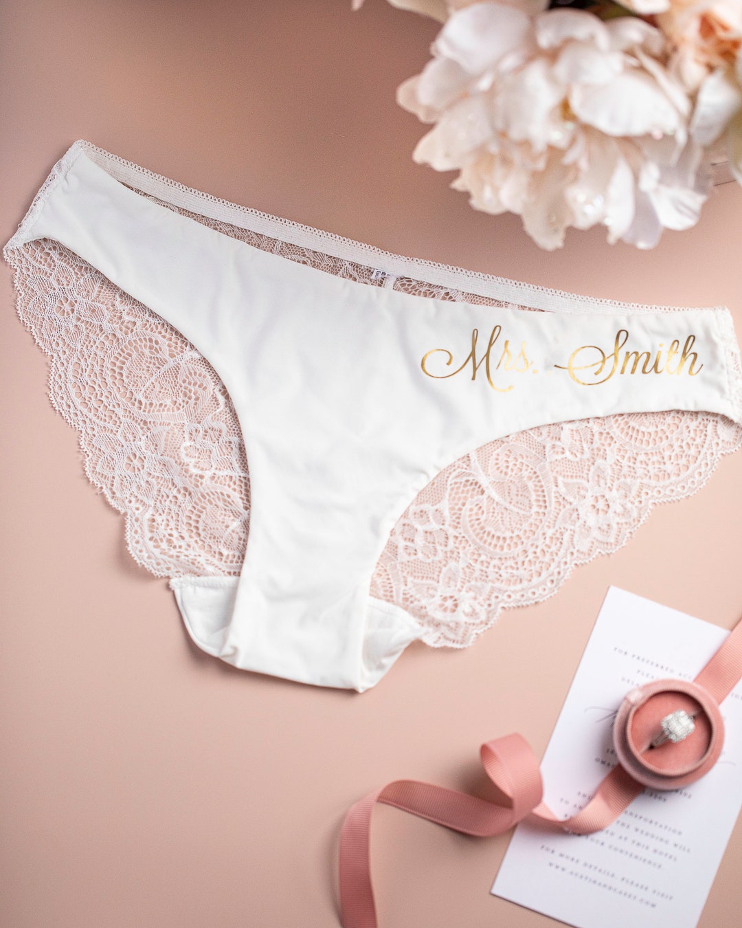 Personalized wedding lace Bridal Panties, custom Bridal Shower