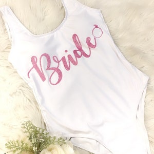 Padded Bride Wife of the Party Bride Swimsuit Personalized Bride Swimsuit Onepiece Honeymoon Swim Suit Custom Swimsuit Bachelorette Swimsuit