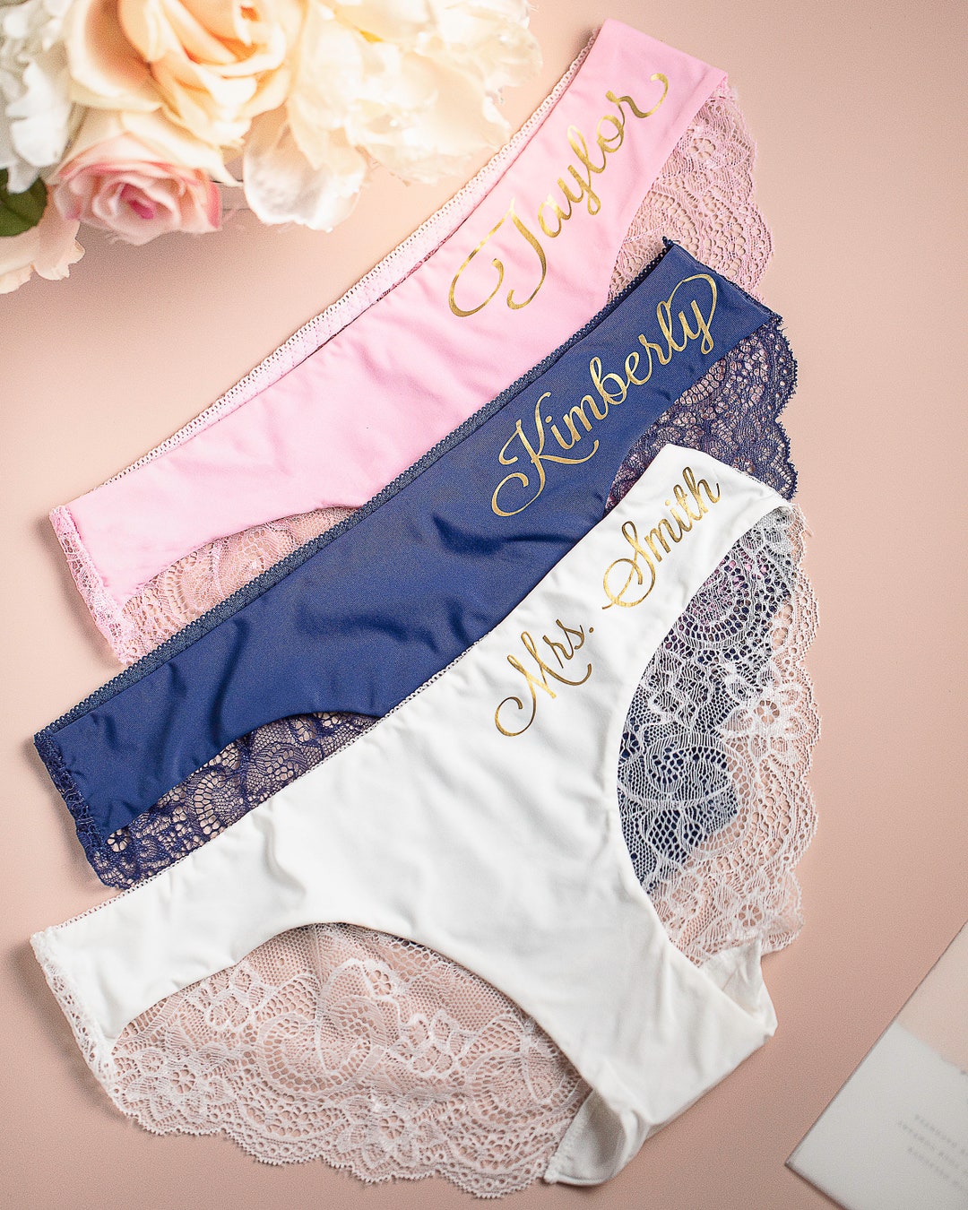 Gifts Custom Gifts for Her Bride Panties Lace Wedding Underwear