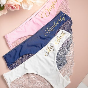 Gifts Custom Gifts for her   Bride Panties - Lace Wedding Underwear  Bridal Shower Gift  Mother's day Personalized with Name honeymoon Gifts