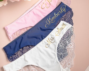 Gifts Custom Gifts for her   Bride Panties - Lace Wedding Underwear  Bridal Shower Gift  Mother's day Personalized with Name honeymoon Gifts